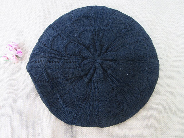 (image for) 5Pcs Crochet Beret Beanie Hat Winter Warm Casual Cap Mixed Color