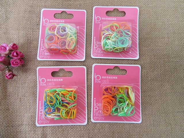 6Sheetx 120Pcs Elastic Hair Bands Hair Accessory Mixed Color