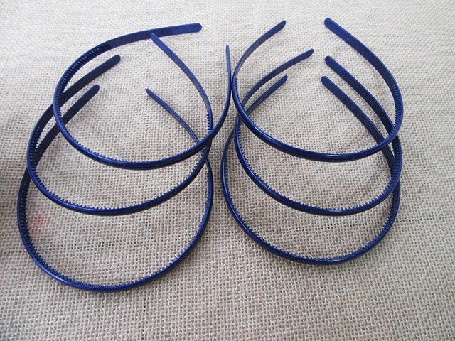 20Pcs Plain Dark Blue Thin Headbands Hair Clips Craft for DIY 8M - Click Image to Close