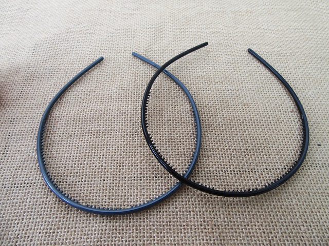 6Packs x 2Pcs Black Grey Thin Headbands Hair Clips Craft for DIY - Click Image to Close