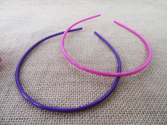 6Packs x 2Pcs Dark Pink Purple Thin Headbands Hair Clips Craft f - Click Image to Close