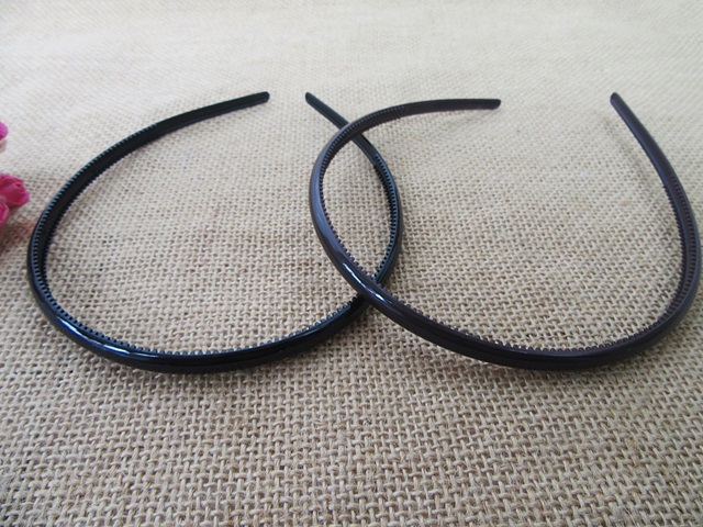 6Packs x 2Pcs Dark Coffee Black Thin Headbands Hair Clips Craft - Click Image to Close
