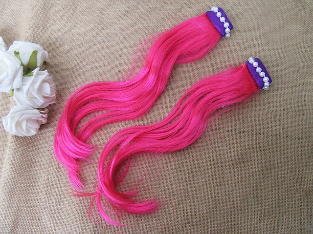 6Pcs Long Pink Little Curly Wigs Cosplay Wig Hair Extension - Click Image to Close
