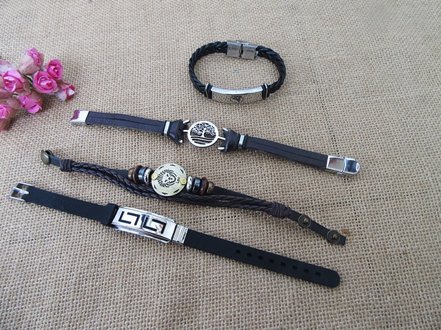 (image for) 5Pcs Fashion COOL Leather Men Bracelets Assorted Design