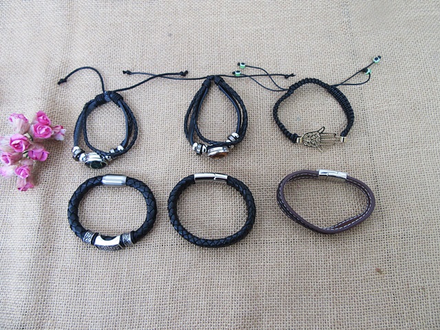 12Pcs Fashion Leather Drawstring Etc Tribe Bracelets Various Des 12Pcs Fashion Leather Drawstring Etc Tribe Bracelets Various Des