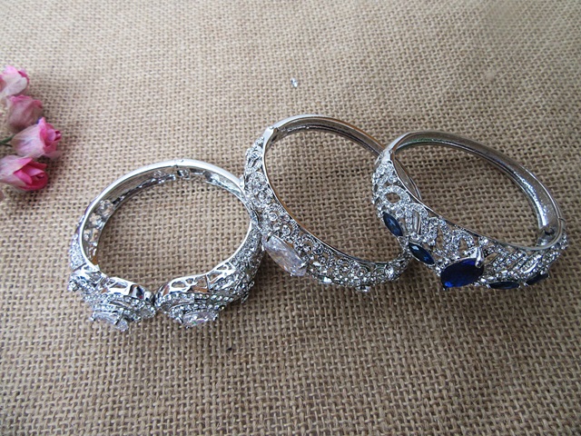 6Pcs Fashion Rhinestone Bracelets Bangle Assorted - Click Image to Close