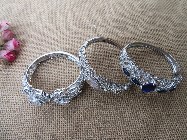 6Pcs Fashion Rhinestone Bracelets Bangle Assorted