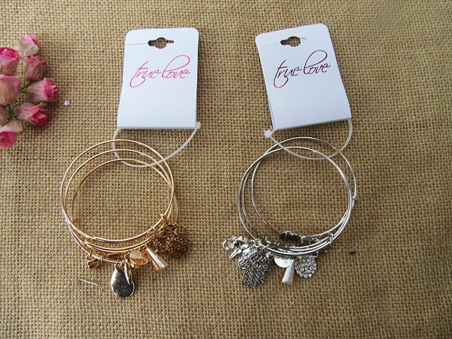 (image for) 6Sets x 3Pcs Bangle Bracelet with Charms Mothers Day Gift