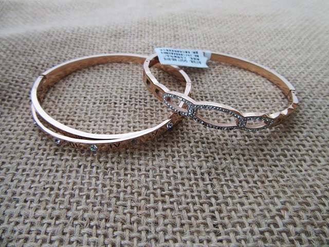 2Pcs Rose Golden Plated Hinge Bracelet Fashion Jewellery Bangle