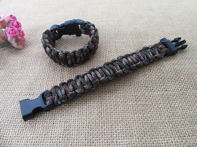 10Pcs Emergency Bracelet w/Whistle Hiking Camping Bracelet - Click Image to Close