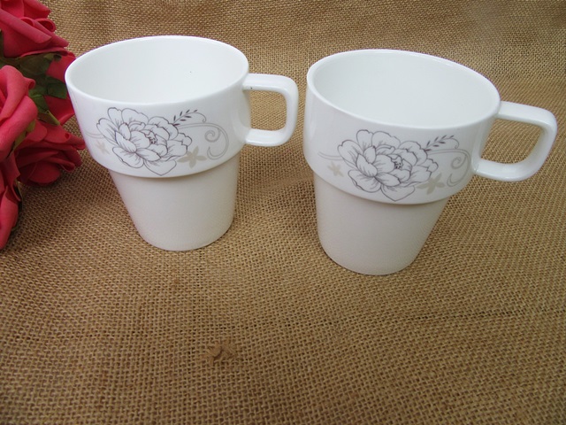 1Set x 4Pcs White Stacking Ceramic Cup Coffe Mug With Holder 1Set x 4Pcs White Stacking Ceramic Cup Coffe Mug With Holder