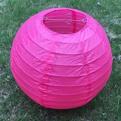 12Pcs New Plain Hot Pink Round Paper Lantern Wedding Favor 15cm - Click Image to Close