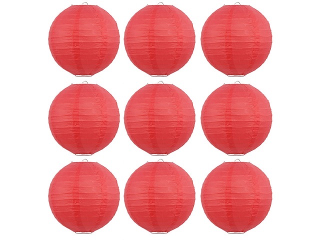 12Pcs New Plain Red Round Paper Lantern Wedding Favor 25cm - Click Image to Close