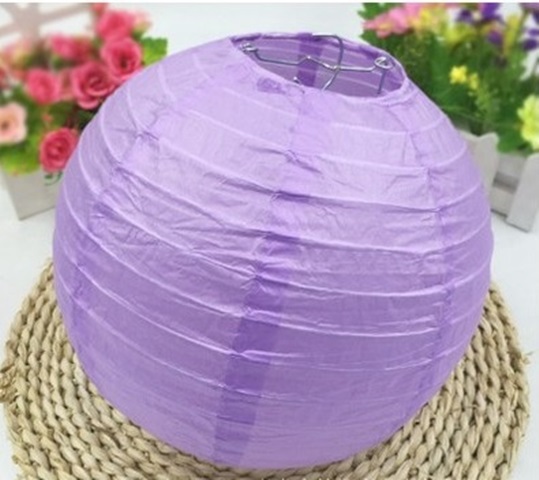 12Pcs New Plain Purple Round Paper Lantern Wedding Favor 25cm - Click Image to Close