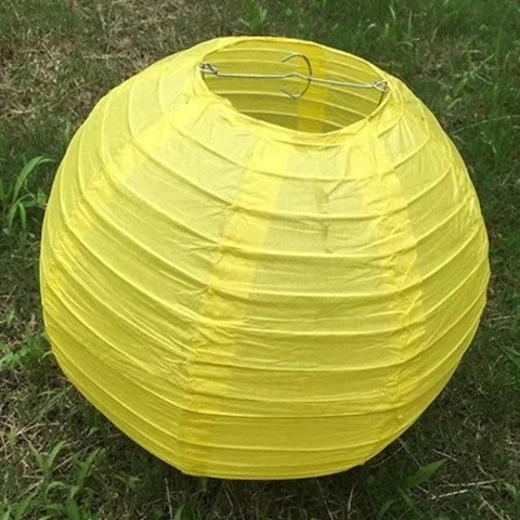 12Pcs New Plain Yellow Round Paper Lantern Wedding Favor 25cm - Click Image to Close