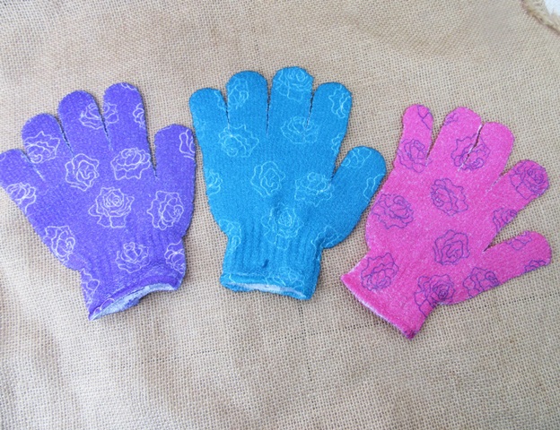 6Pcs Full Finger Exfoliating Body Bath Gloves Scrubber Gloves Mi - Click Image to Close
