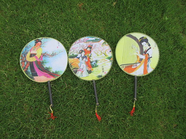 10Pcs Chinese Silk Hand fan with Beauty Painting on depict Assor - Click Image to Close