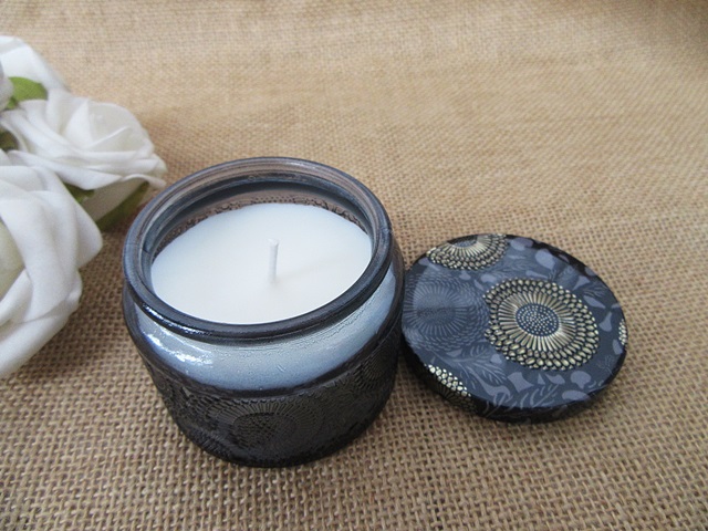 4Pcs Scented Candle Black Glass Container - Lemon Verbena Favor - Click Image to Close