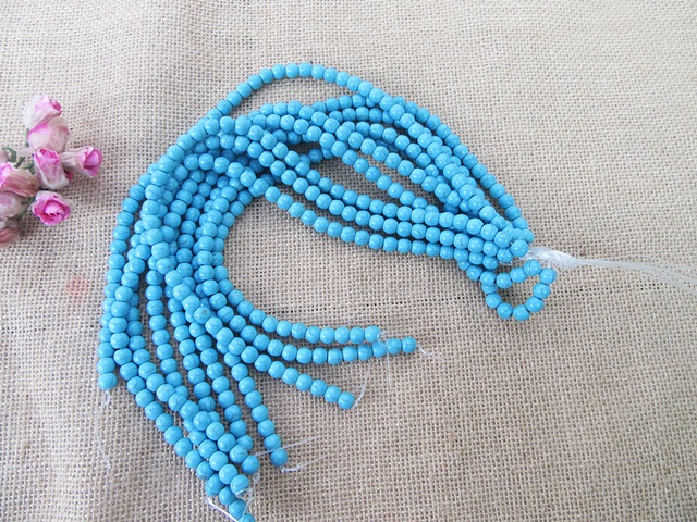 10 String x 50Pcs Rare Turquoise 8mm Round Beads - Click Image to Close