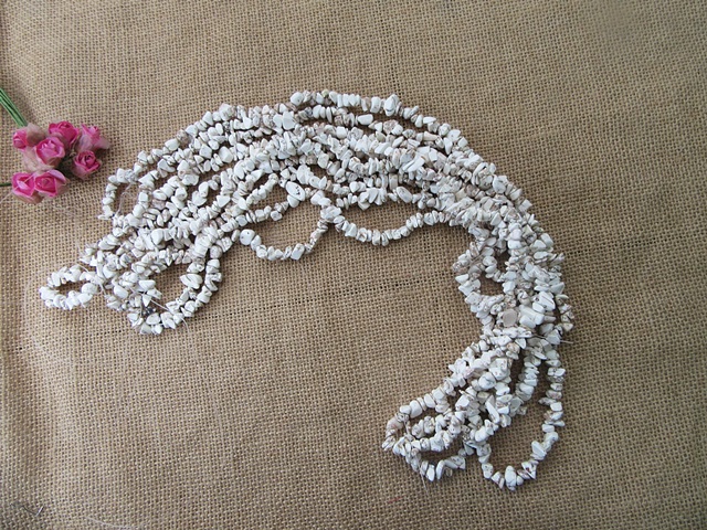 (image for) 5Strings Loose Gemstone White Turquoise Chip Beads Jewelry Makin