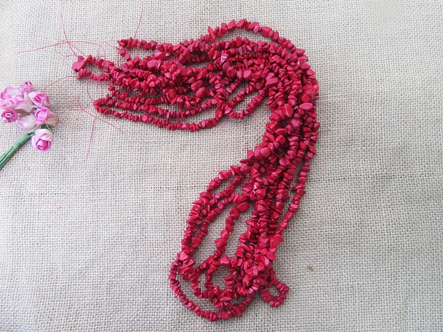 5Strings Loose Dyed Gemstone Red Chip Beads Jewelry Making 5Strings Loose Dyed Gemstone Red Chip Beads Jewelry Making