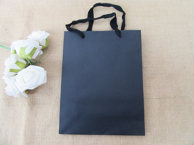 10Pcs Black Kraft Paper Gift Bag Carry Shopping Bags 24.5x19x8cm - Click Image to Close