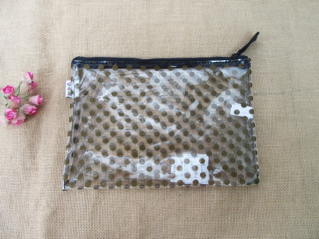 4Pcs Clear Dotted Pencil Case Zipper Bag Makeup Bag Pouch Purse 4Pcs Clear Dotted Pencil Case Zipper Bag Makeup Bag Pouch Purse