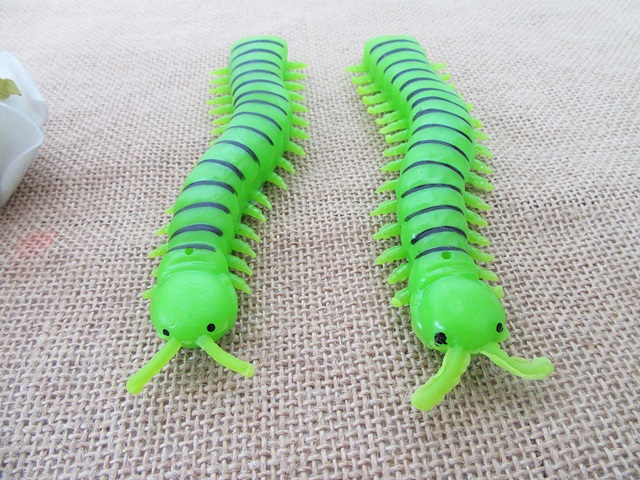 12Pcs Green Worm Caterpillar Soft Plastic Toy 15cm Long - Click Image to Close