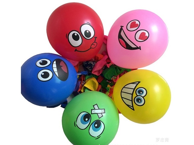 100 New Funny Emoji Smiley Face Balloons Mixed Color 30cm