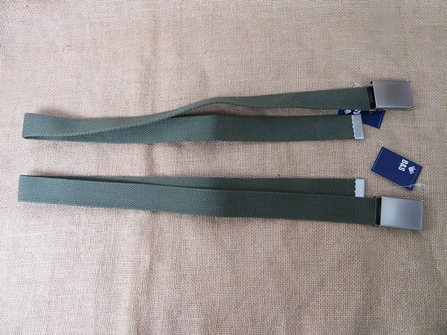 4Pcs Adjustable Green Unisex Waistband Belt Plain Webbing Cotton - Click Image to Close