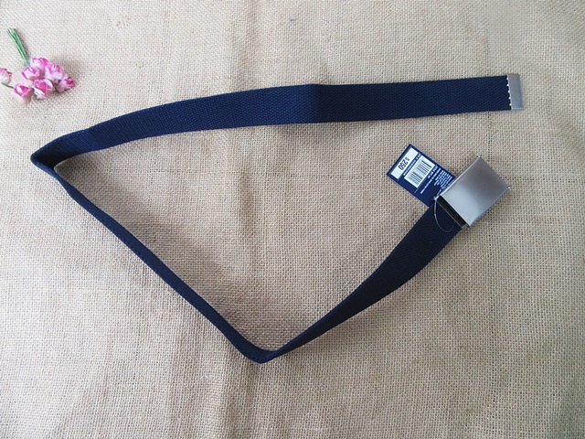 4Pcs Dark Blue Unisex Waistband Belt Plain Webbing Cotton Wholes - Click Image to Close