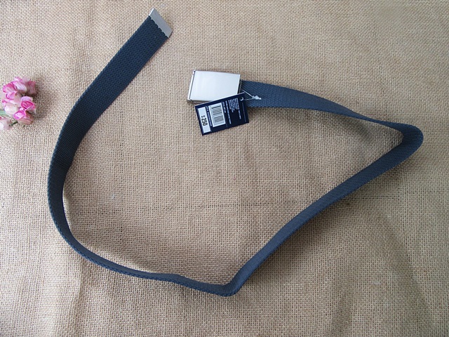 4Pcs Adjustable Gray Unisex Waistband Belt Plain Webbing Cotton - Click Image to Close