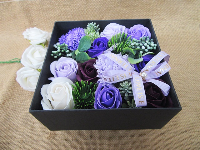1Set Purple Bath Artificial Rose Soap Flower Mother's Day Valent - Click Image to Close