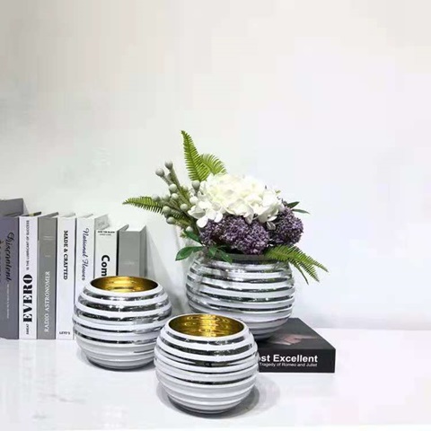 6Pc Silver Cylinder Glass Table Flower Vases 14cm High - Click Image to Close