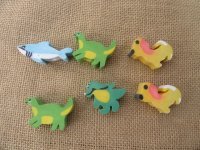 40Pcs Shark Dinosaur Puppy Etc Erasers Pencil Top Caps Assorted