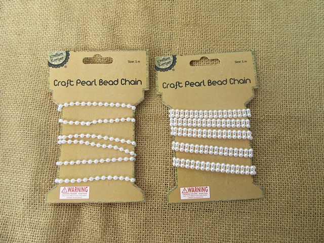 12Sheet Craft Pearl Beaded Chain Trim Wedding Decoration - Click Image to Close