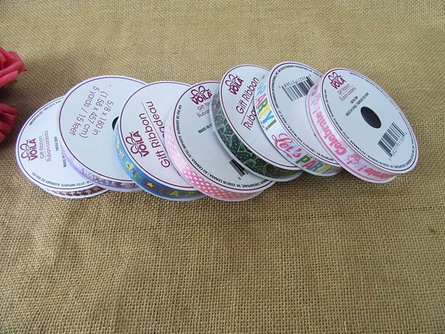 12Rolls Printed Gift Ribbon Party Wrapping Ribbon Assorted 1.58c 12Rolls Printed Gift Ribbon Party Wrapping Ribbon Assorted 1.58c