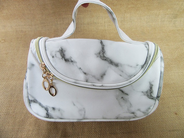5Pcs PU White Marble Color New Hand Bag Purse Comestic Bag - Click Image to Close