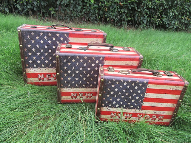 1Set 3in1 Vintage Suitcase Cabinet Organiser - New York Or Londo - Click Image to Close