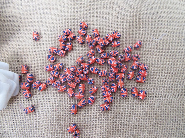 500Pcs Polymer Clay Beads UK Flag Design Beads Wholesale - Click Image to Close