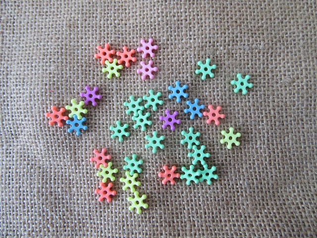 1200 Colorful Snowflake Shaped Plastic Beads DIY Jewellery Makin - Click Image to Close