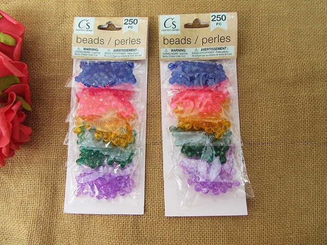 6Packs x 250Pcs Round Faceted Spacer Beads DIY Jewellery Making