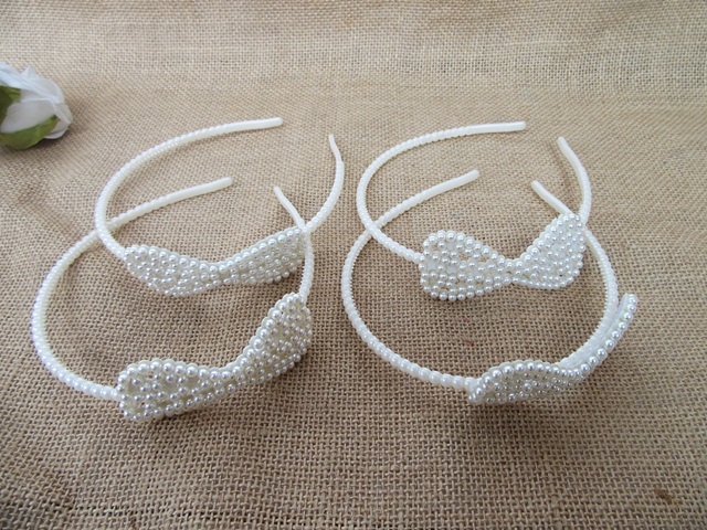 12Pcs Simulate Pearl Beaded Bowknot Headband Hair Band Hair Hoop