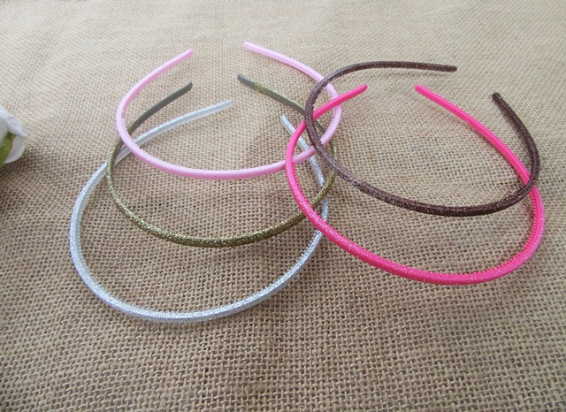 20Pcs Sparkle Headbands Hair Band Hair Loop 5mm Mixed Color - Click Image to Close