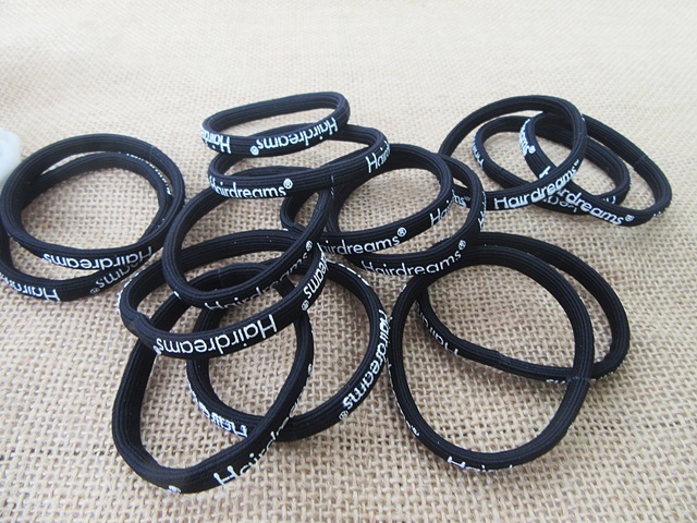 100Pcs HQ Black Elastic Hair Band Ponytail Holders Hair Tie Whol - Click Image to Close