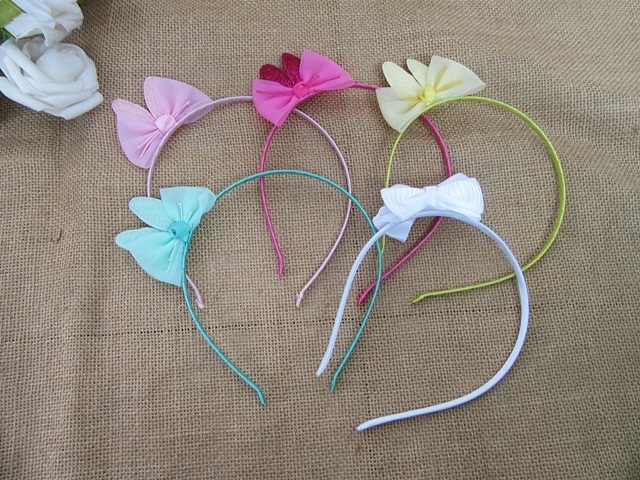 20Pcs Head Piece Bow Tie Headband Hair Band Hair Loop - Click Image to Close