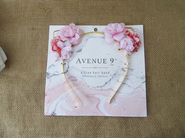 12Pcs Kitten Hair Band Head Piece Costume Flower Design Headband