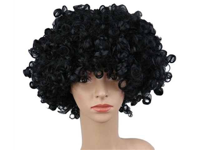 2Pcs Funny Unisex Dress up Black Curly Hair Wig Cosplay Party Fa 2Pcs Funny Unisex Dress up Black Curly Hair Wig Cosplay Party Fa