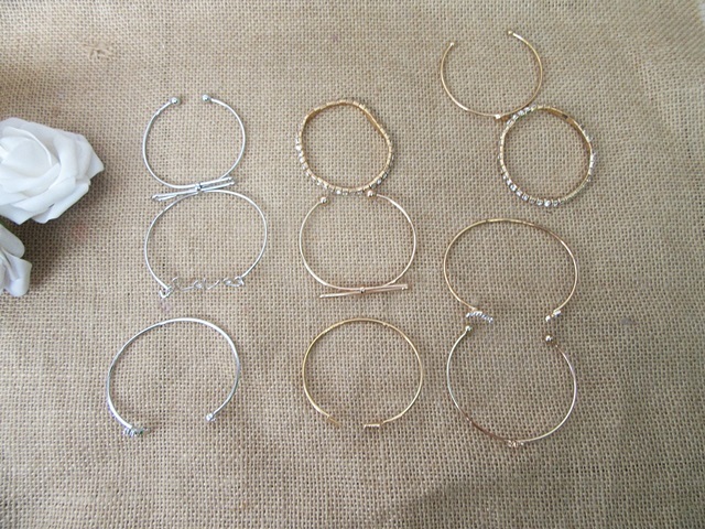 6Packs Fashion Open End Etc Finished Bangle Bracelets Assorted