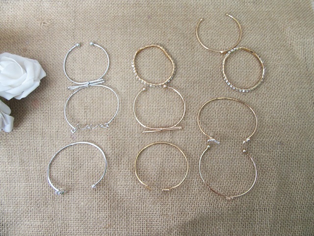 6Packs Fashion Open End Etc Finished Bangle Bracelets Assorted - Click Image to Close